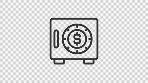 Animated safe with money linear icon Stock Footage 224059757