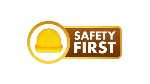 Animated safety first label with hard hat icon Stock Footage 337967146