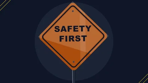 Animated Safety First Warning Sign Swinging Flat Vector Graphic	 Stock Footage 337040456