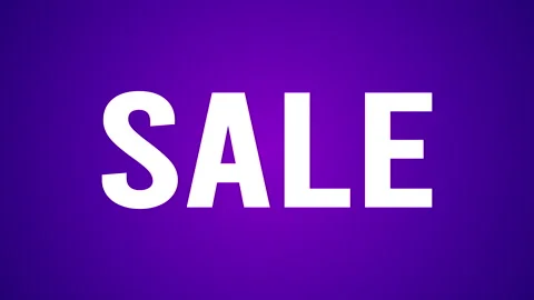 Animated “sale” text on purple gradient background Stock Footage 314466053