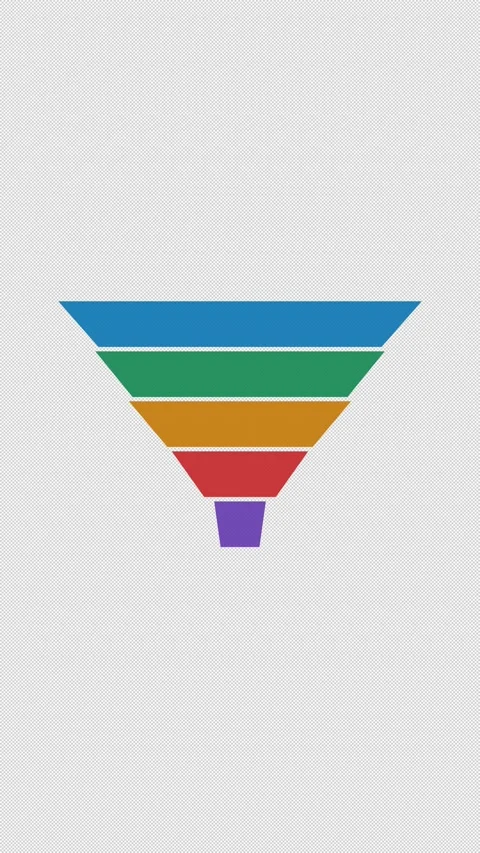 Animated Sales Funnel Chart Five Overlay Alpha 4K Vertical 9x16 Light Stock Footage 339507653