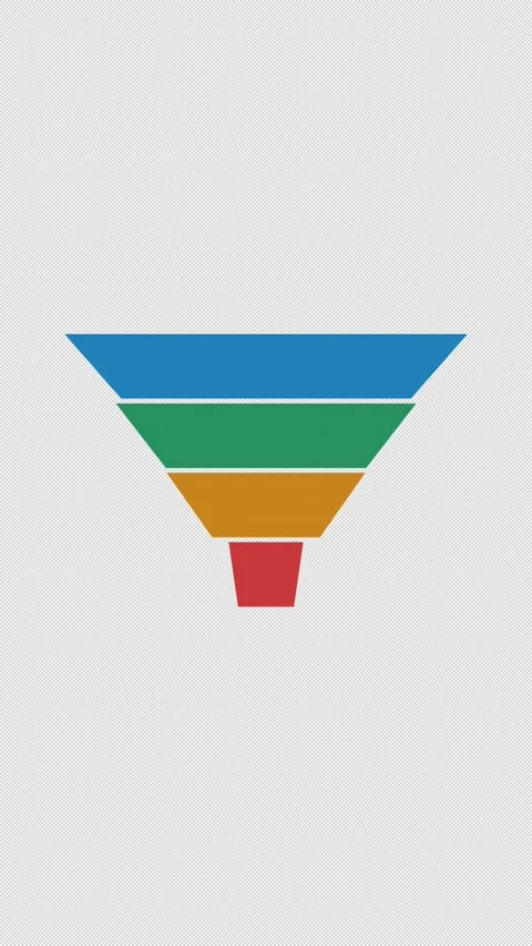 Animated Sales Funnel Chart Four Overlay Alpha 4K Vertical 9x16 Light 库存影片 339507655