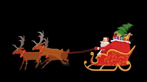 Animated Santa Claus Sleigh Ride with Al... | Stock Video | Pond5