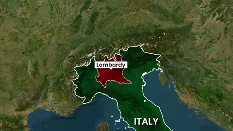 Animated satellite map footage highlighting the Lombardy region within Italy Stock Footage 341644727