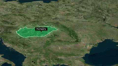 Animated satellite map of Hungary with green highlight Stock Footage 328288089