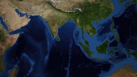 Animated Satellite Map Showing Flight Route from Dubai to Taipei Stock Footage 334989128
