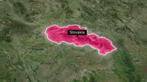 Animated satellite map of Slovakia with pink highlight Stock Footage 328288094