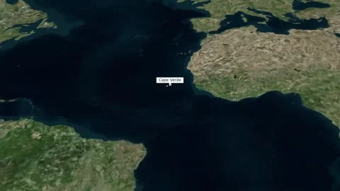 Animated satellite map zoom of Cape Verde with red highlight 4K Stock Footage 338332023