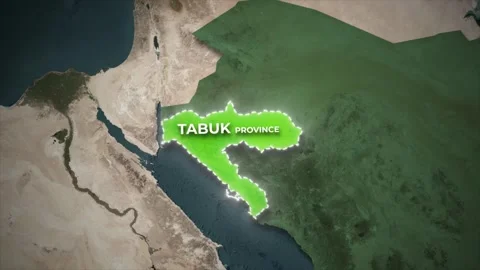 Animated Satellite Map Zooming into Tabuk Province in Saudi Arabia Stock Footage 337426976