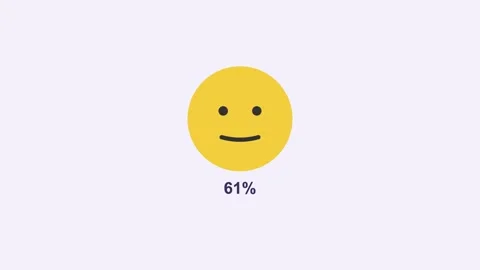 Animated satisfaction face meter morphing from sad to happy, violet Видео 342597927