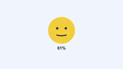 Animated satisfaction face meter morphing from sad to happy, blue Vídeos de archivo 342597992