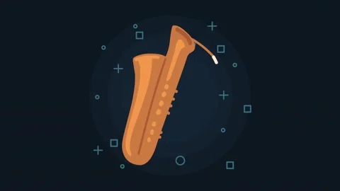 Animated saxophone in motion dynamic video clip, musical instrument, creati.. 動画素材 338993519