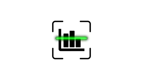 Animated scanning of bar chart icon with glowing laser line on white backgr.. Stock Footage 346498345