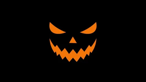 Animated scary pumpkin face on black background Stock Footage 342342554