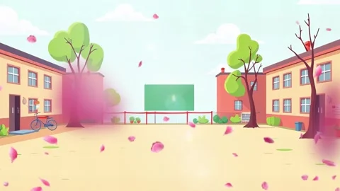 An animated scene of a school courtyard Stock Footage 292910213