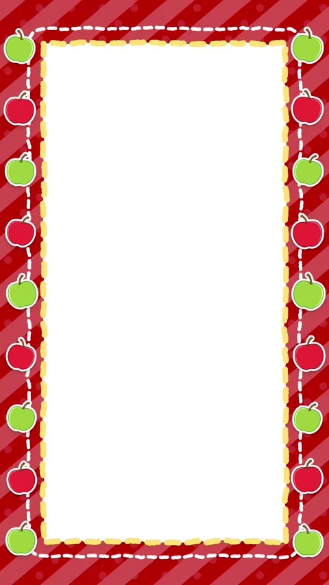 Animated School Apple Pattern Border Vertical Video Frame Stock Footage 347758438