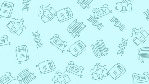 Animated School Doodle Pattern. Seamless Loop with Floating Book, Clock, an.. Stock Footage 319713307