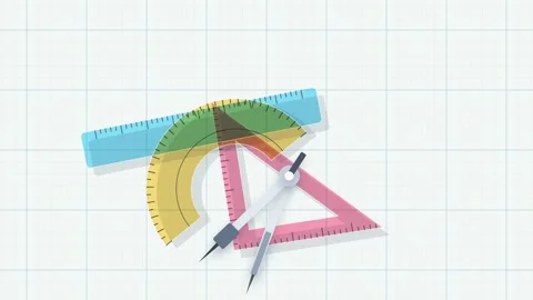 Animated School Geometry Tools Moving on a Grid Background Vídeos de archivo 344353595