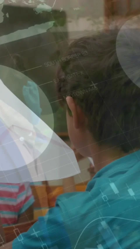 Animated school network shows data processing and connections. Stock Footage 344556311