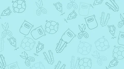 Animated School Supplies Doodle Pattern. Seamless Loop with Wiggle Effect. .. Stock Footage 319713226