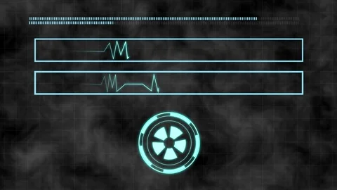 Animated sci fi hud background with heartbeat monitor smoke and cyberpunk d.. Stock Footage 321455885
