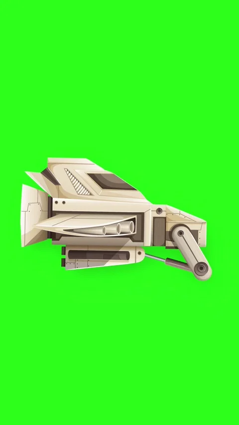 Animated Sci-Fi Spaceship Floating Against a Green Screen Background Stock Footage 346372130