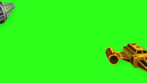 Animated Science Fiction Spaceships Floating Across a Green Screen Background Stock Footage 346427547