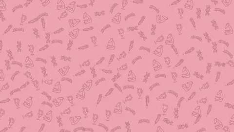 Animated science pattern with DNA microscopes and test tubes on pink backgrou Stock Footage 333488661