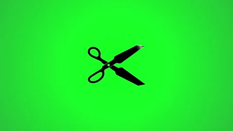 Animated scissors cutting on a green screen background with a dark shadow e.. Vidéo 346496320