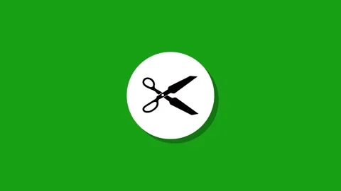 Animated scissors icon on a green background, useful for editing and design.. Stock Footage 329272543
