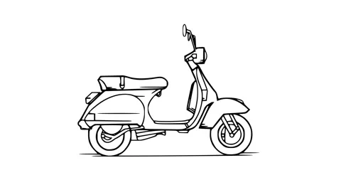 Animated Scooter Line Art Stock Footage 339574824