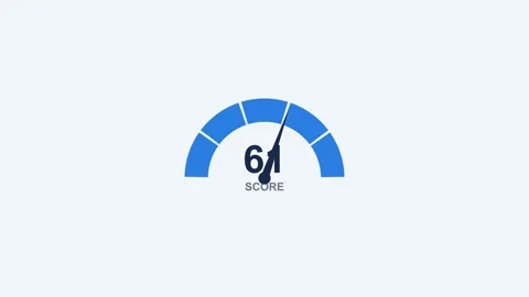 Animated score gauge meter counting up with a needle, blue 動画素材 342597348