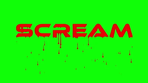 Animated SCREAM text covered in dripping blood on a green screen Stock Footage 321054847