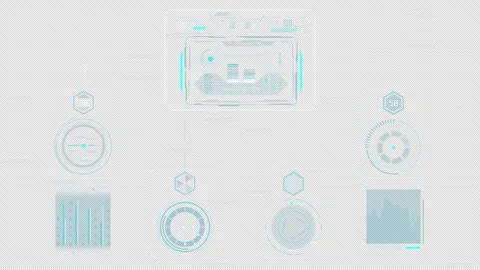 Animated screen with abstract diagram of a data processing system Stock Footage 333015539