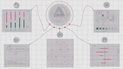 Animated screen depicting AI-driven computational data activity Video stock 340945611