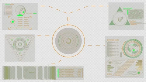 Animated screen depicting a digital data search and analysis management system Stock Footage 333011211