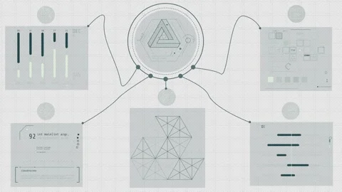 Animated screen displaying artificial intelligence in data analysis operations Stock Footage 328695127