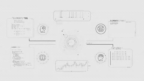 Animated screen with infographic elements and computer codes Stock Footage 314686560