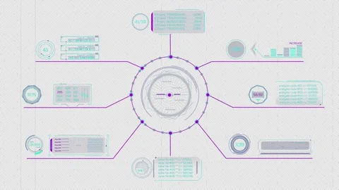 Animated screen with a multi-component data processing system Stock Footage 319816872