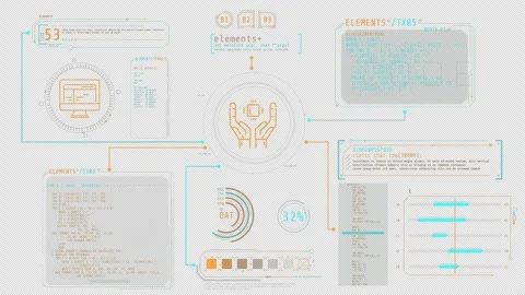 Animated screen with programming codes and infographic elements Stock Footage 314686764