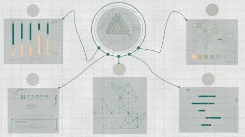 Animated screen showing data processing by an AI-controlled system Stock Footage 320278990