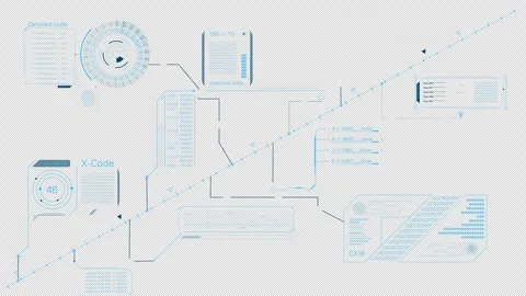 Animated screen with a system of codes that analyze the received data Stock Footage 314193822