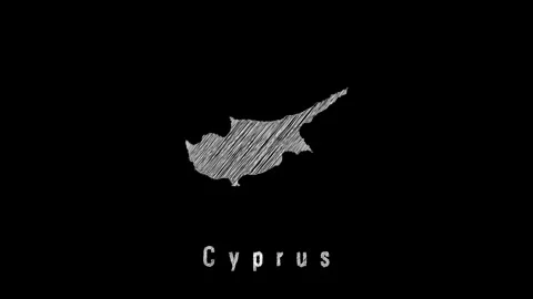 Animated scribble map of cyprus on black background Video stock 314734970