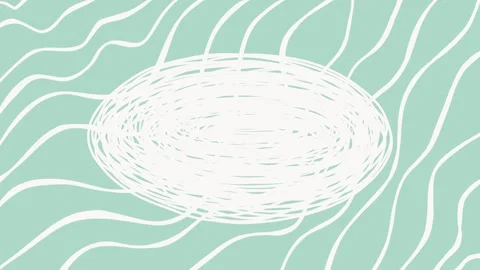 Animated scribble oval frame on mint green wavy lines seamless loop 스톡 동영상 344744095