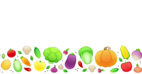 Animated Seamless Horizontal Pattern with Vegetables Stock Footage 240632443