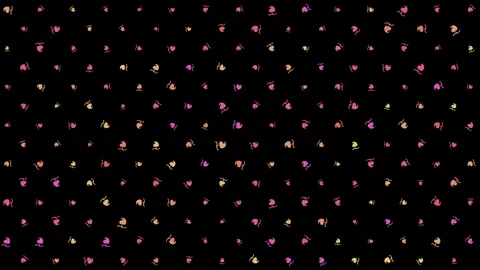 Animated Seamless Loop Pattern Of Rotating Multicolored Fleuron Heart Symbols Stock Footage 331820517