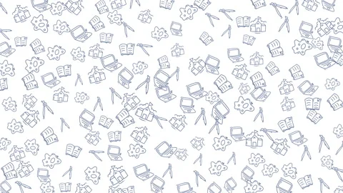 Animated seamless pattern with education and creativity icons in simple lin.. Stock Footage 336830504