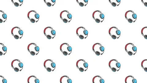Animated seamless pattern featuring blue and red gaming headsets Stock Footage 326952050