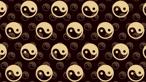 Animated Seamless Pattern Of Gold Yin Yang Symbols With Parallax Animation Vidéo 333697842