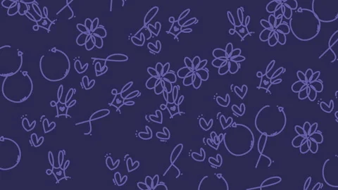 Animated Seamless pattern with hand drawn rabbits and flowers 库存影片 346470149